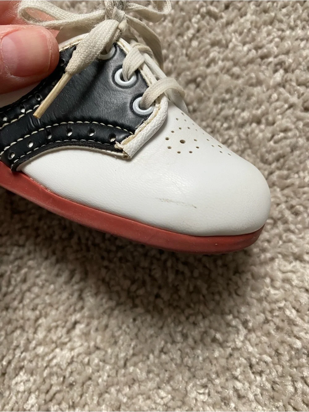 Vintage | White, Black and Red Baby Saddle Shoes | made in the U.S.A.